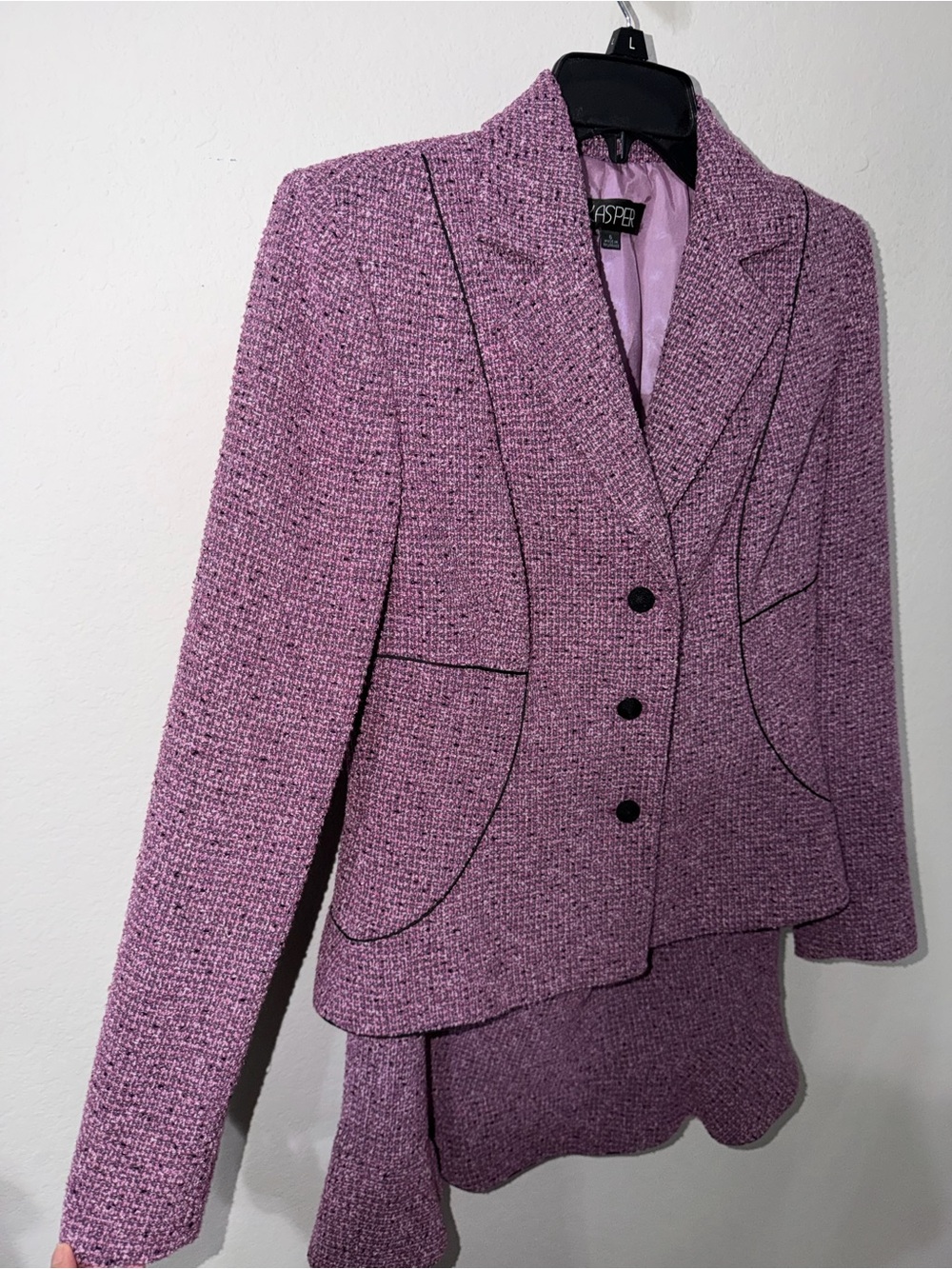 Kasper Purple Tweed Skirt Suit Blazer Ruffle Hem 2 Piece Women’s Size 6 - Picture 6 of 11
